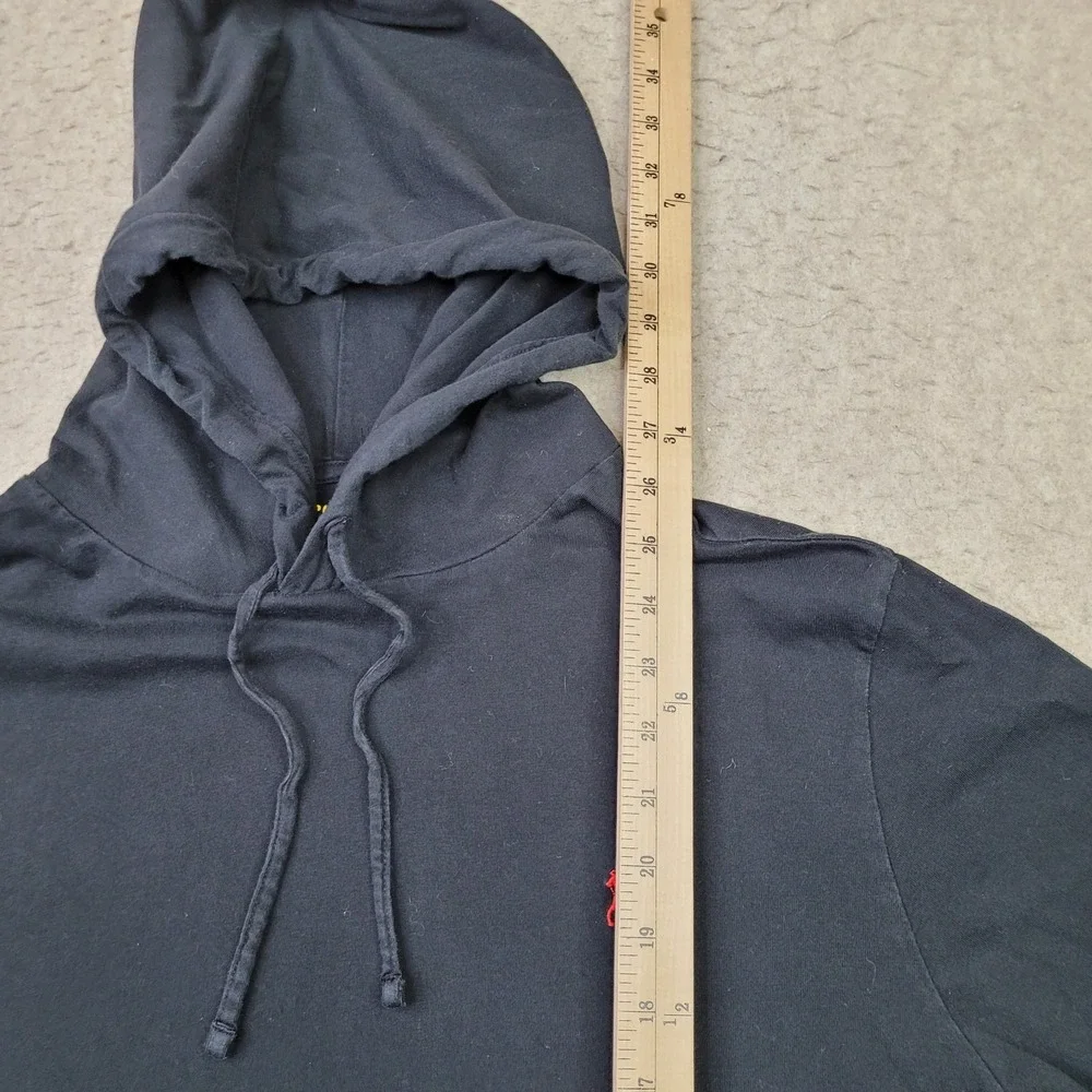 Polo Ralph Lauren Hoodie Shirt Mens Large Black Pullover Drawstring Lightweight‎